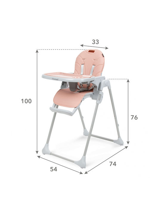Kidwell Beno Foldable Baby Highchair with Adjustable Height Pink