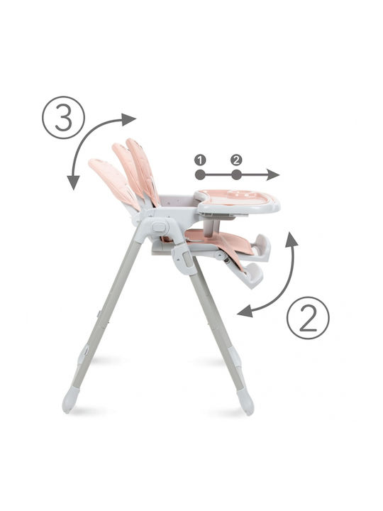 Kidwell Beno Foldable Baby Highchair with Adjustable Height Pink