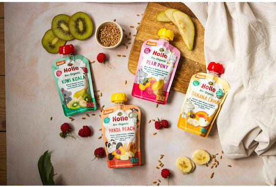 Holle Fruit-Vegetable Puree Fruit cream with Flavor Banana, Apple, Mango & Apricot No Added Sugar 100gr for 6+ Months