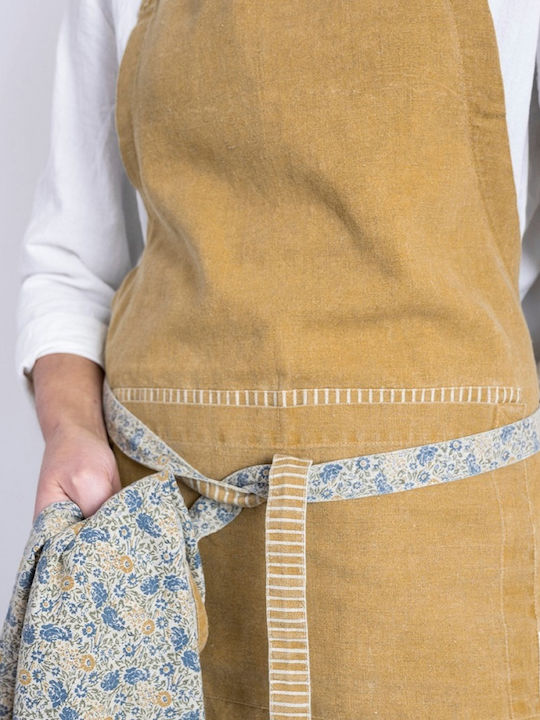 Laura Ashley Clematis Ποδιά Κουζίνας με Πετσέτα Κίτρινη 78x85cm 183134