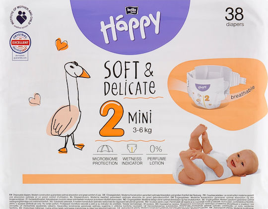 Bella Happy Klebeband-Windeln Soft&Delicate Nr. 2 für 3-6kg 38cm