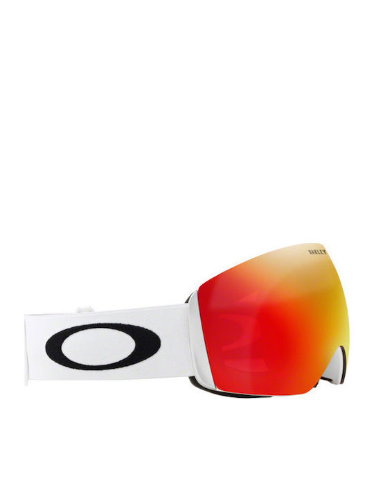 Oakley Snow Mască de Schi & Snowboard pentru Adulți Albă cu Lentilă Roșie