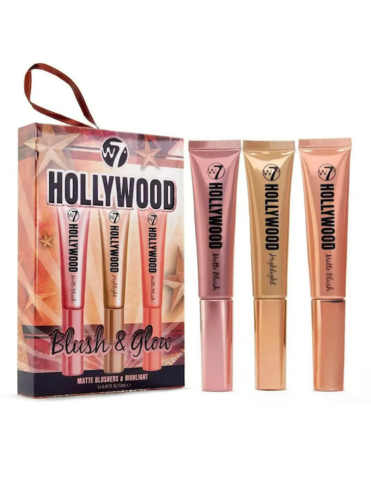 W7 Cosmetics Hollywood Blush and Glow Σετ Μακιγιάζ για το Πρόσωπο Blush And Glow 3τμχ