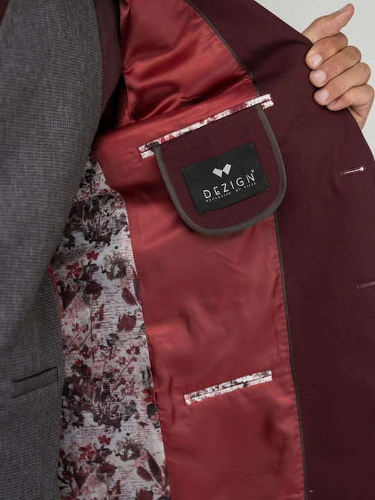 Costum Bărbați Cu vestă Burgundy
