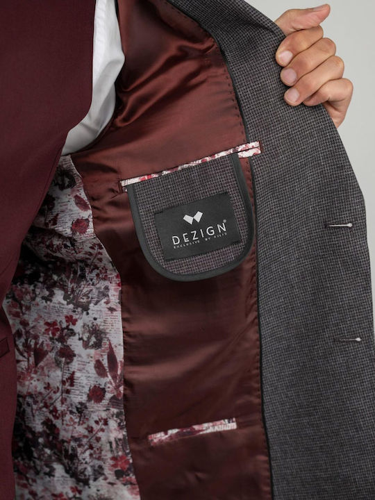 Costum Bărbați Cu vestă Burgundy