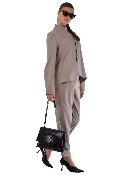 Women's Fabric Trousers Skinny Fit Brown