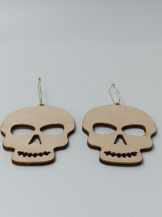 Wooden Skull Engraved Earrings Toxylo
