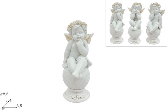 Due esse Декоративна Седяща Angel База Бяла 8.5x4x3.5см