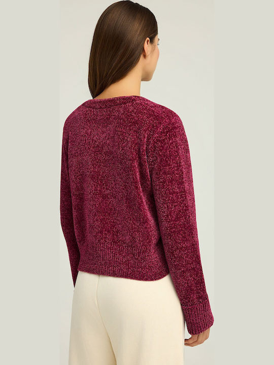 Jachetă de damă tricotată în Burgundy Culoare