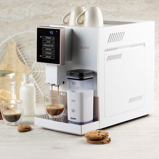 Domo 1350W Налягане 19бар за капучино с мелачка Бяла