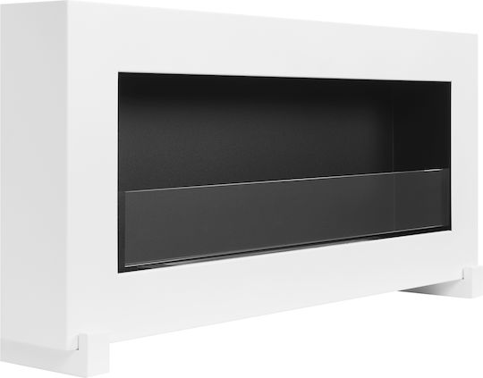 Bioethanol Fireplace Floor White 90cm Box Glass