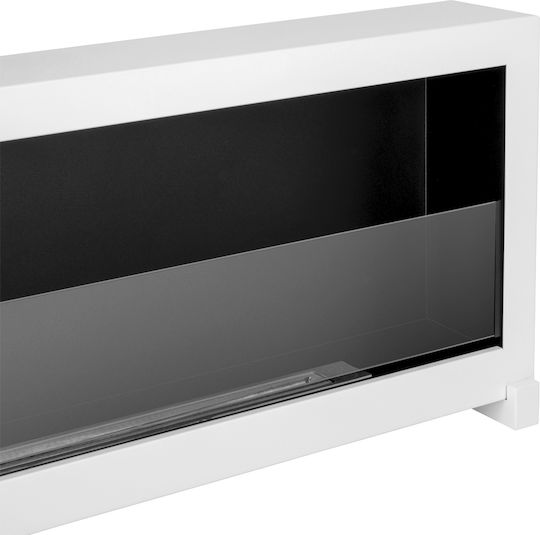 Bioethanol Fireplace Standing Box 120cm White Glass