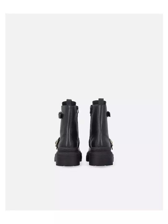 Mia 19 Leder Stiefeletten Damen Schwarz