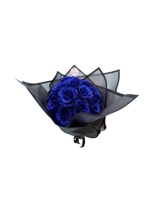 Glitter Roses Bouquet 19 Soap Roses Blue Glitter Roses Bouquet 19 Soap Roses Blue
