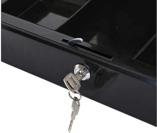 Metal Cash Box Compartments 2 Keys Black
