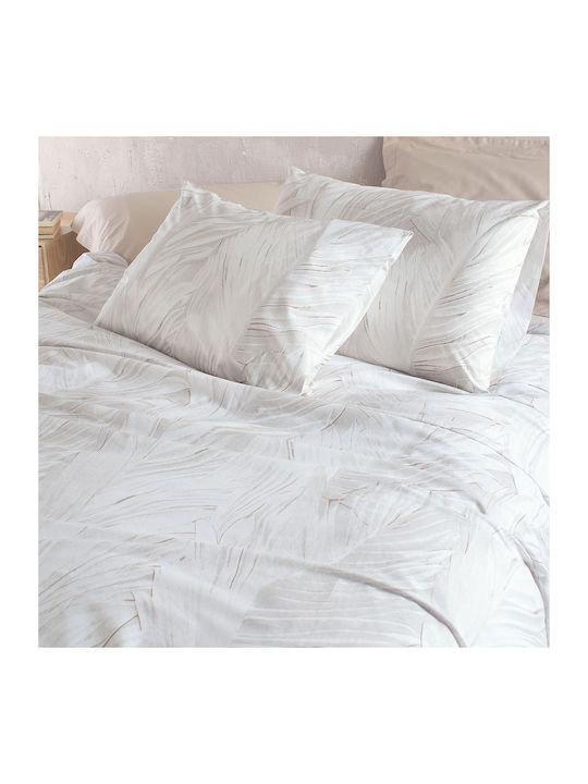 Rythmos Bettwäsche-Set King Size 270x290cm. Palm Weiß 4Stück