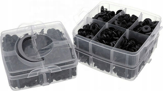 Set 620 Universal Car Plastic Clips Zola Different Sizes Types Pins Black Storage Box