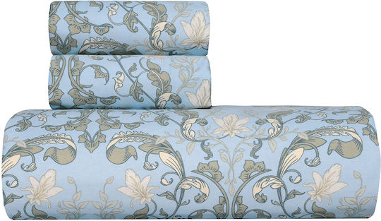 Kentia Duvet Cover Set Cotton Queen with 2 Pillowcases 220x240 Cressida Light Blue