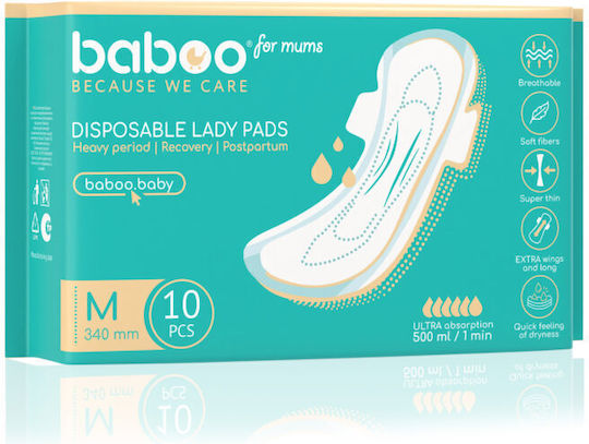 Baboo Absorbante Absorbante sanitare cu aripi Noapte 10buc