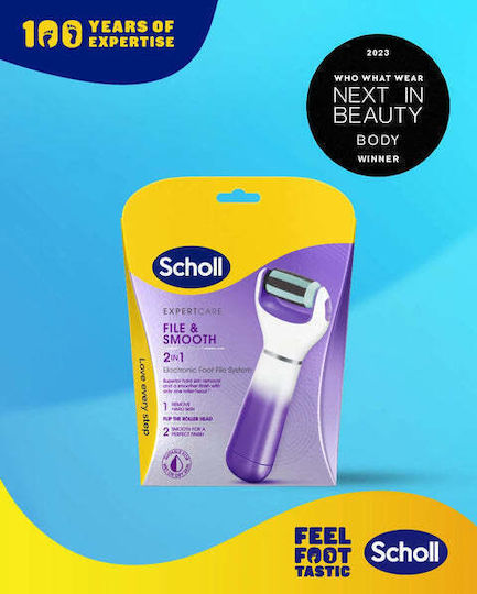 Scholl Velvet Smooth Expertcare 2 În 1 Pilă Electrică Pedi Îndepărtare Eficientă Picioare Catifelate În Câteva Minute Role Fine Rotative Design Ergonomic Baterii Incluse – Culoare Roz