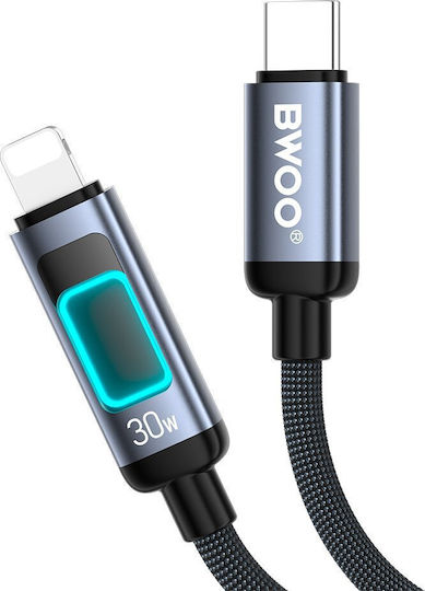 BWOO Geflochten USB-C zu Lightning Kabel 27W Schwarz 1m