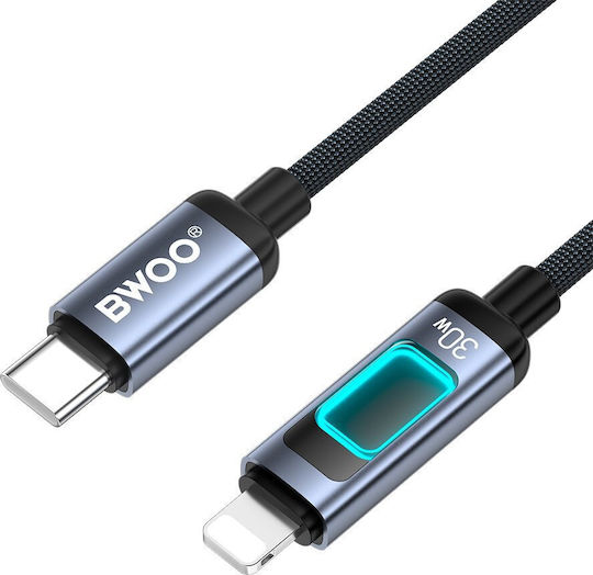BWOO Geflochten USB-C zu Lightning Kabel 27W Schwarz 1m