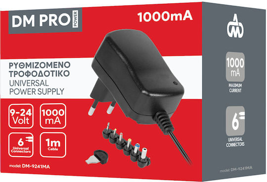 DM Pro Universal Power Adapter Adjustable Voltage 9 with Power 24W with Plug Set (DM-9241MA)