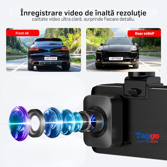 Taggo Set Autokamera DVR 4K mit Bildschirm 3" & Rückfahrkamera