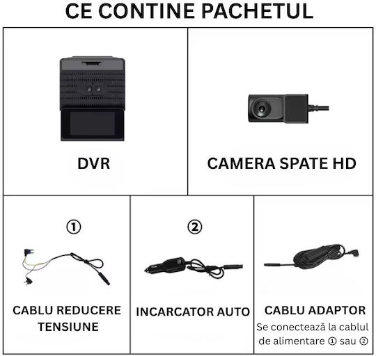 Taggo Σετ Κάμερα DVR Αυτοκινήτου 1440P Wi-Fi, GPS & Κάμερα Οπισθοπορείας
