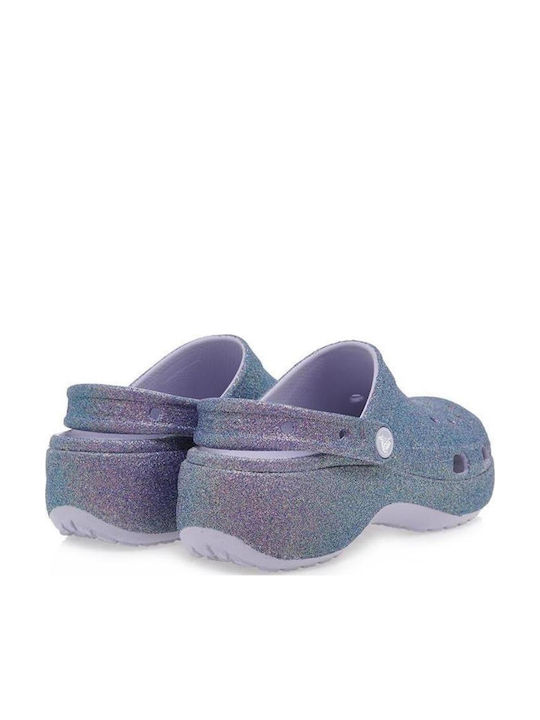 Crocs Classic Platform Glitter Damen Clogs Lila