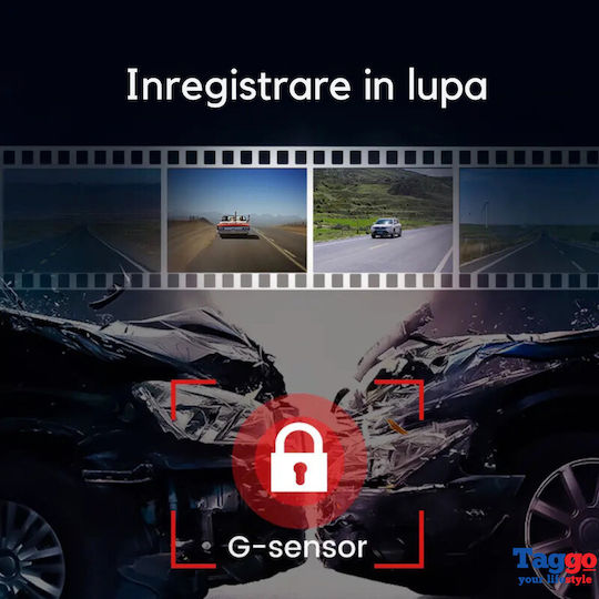 Taggo 1440P Windshield Car DVR, 3" Display
