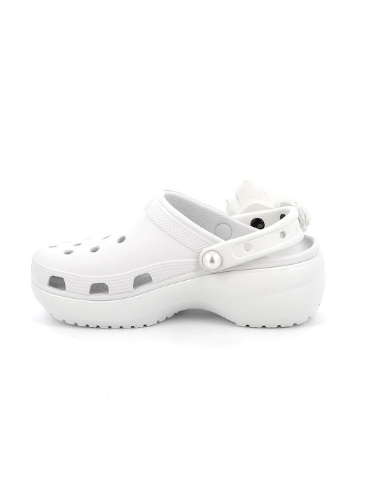Crocs Classic Bouquet Γυναικεία Σαμπό Λευκά