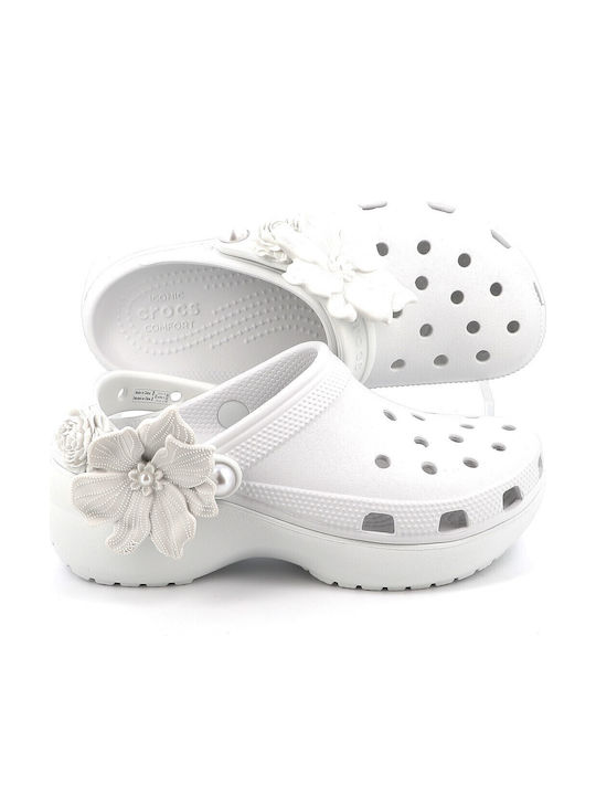 Crocs Classic Bouquet Γυναικεία Σαμπό Λευκά