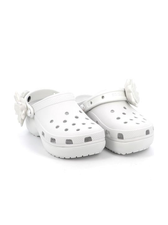 Crocs Classic Bouquet Γυναικεία Σαμπό Λευκά