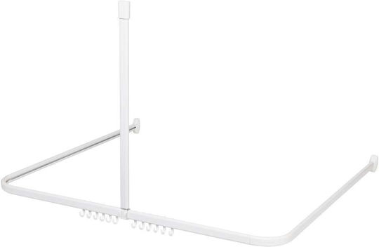 Sealskin Telescopic Corner Shower Curtain Rod Wall Mounted Aluminium White 80x90-170cm