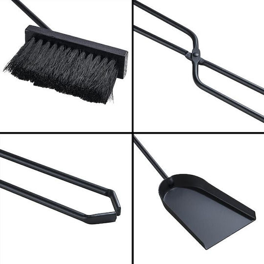Home & Camp Bronx Fireplace Tool Set with Stand Holder Black