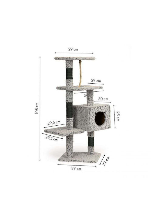 Smartic Stâlp pentru zgâriat pisici Copaci pentru pisici Gri 108x39x39cm