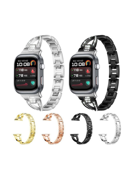 Curea Metalică Pentru Ceas Formă X Cu Diamante Huawei Watch Fit4 Fit4 Pro Fit3 Aur