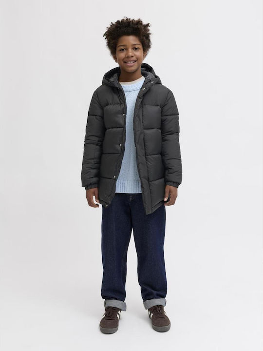 Kids' Quilted Jacket with Hood Black