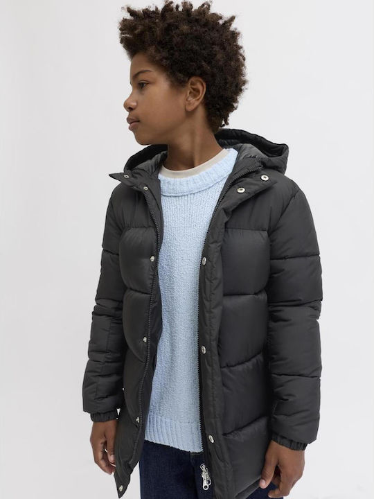 Kids' Quilted Jacket with Hood Black