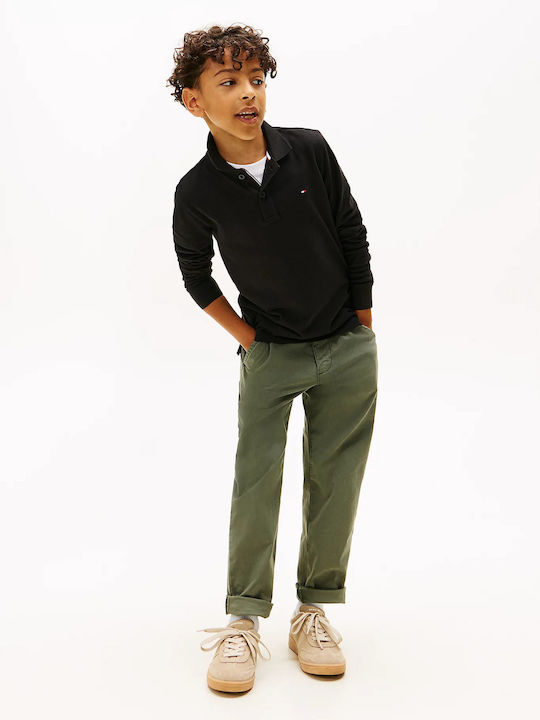 Kids' Polo Long Sleeve Black Tommy
