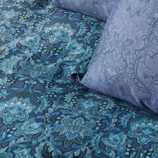 Kentia Комплект Плик за Завивка Памучен Кинг Сайз с 2 Калъфки 220x240 Sharif Blue - Veraman