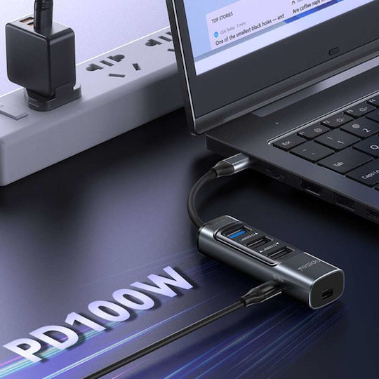 Yesido HB24 Hub 4 Porturi cu conexiune USB-C Gri