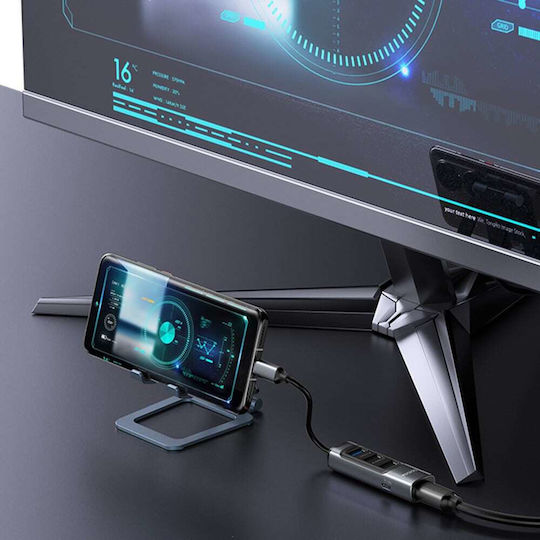 Yesido HB24 Hub 4 Porturi cu conexiune USB-C Gri