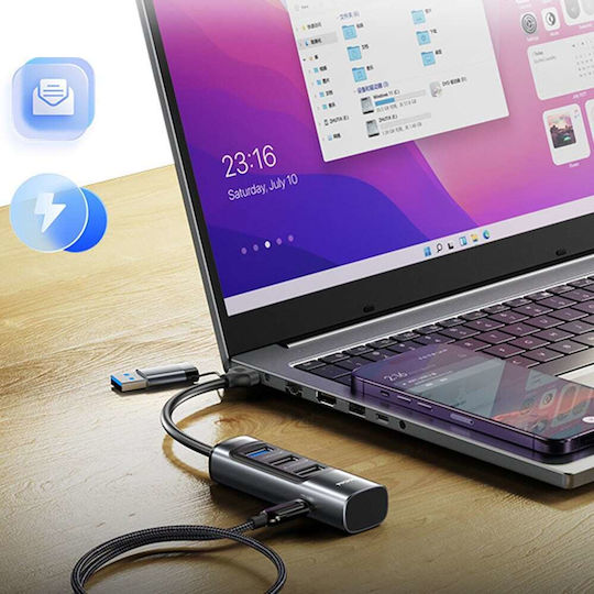 Yesido HB19 USB 3.0 Hub 4 Anschlüsse mit USB-A / USB-C Verbindung Gray