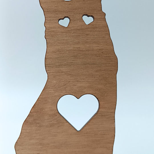 Ξύλινο Σταντ Κινητά "heart Cat" Toxylo