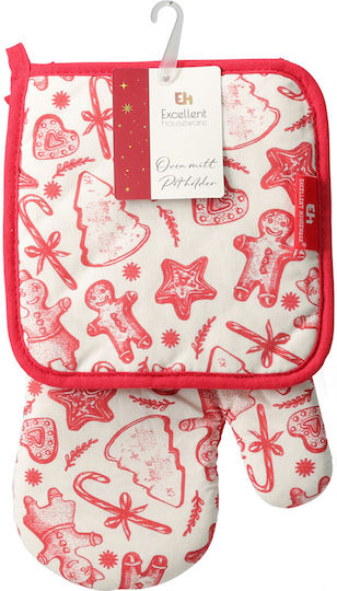 Christmas Oven Mitt Fabric Red