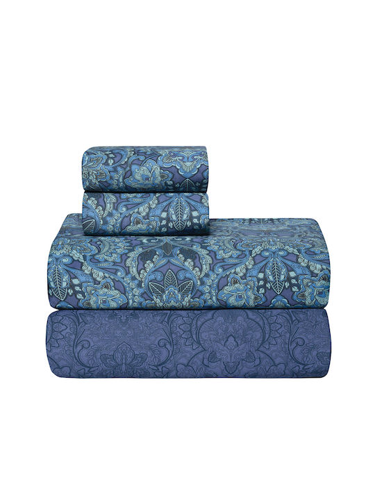 Kentia Sheet Sets Queen 240x270cm. Stylish Sharif Blue 4pcs