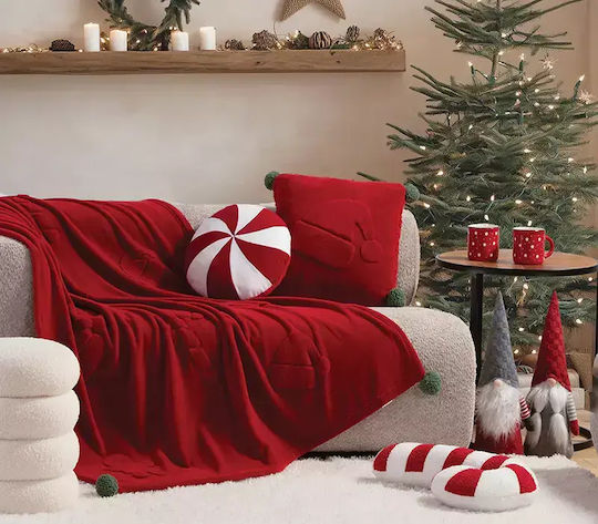 Nef-Nef Homeware Sweet Christmas Χριστουγεννιάτικο Διακοσμητικό Μαξιλάρι Τετράγωνο Κόκκινο 45x45εκ.