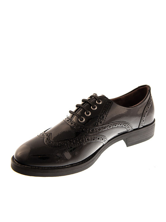 Γυναικεία Oxfords από Λουστρίνι σε Μαύρο Χρώμα